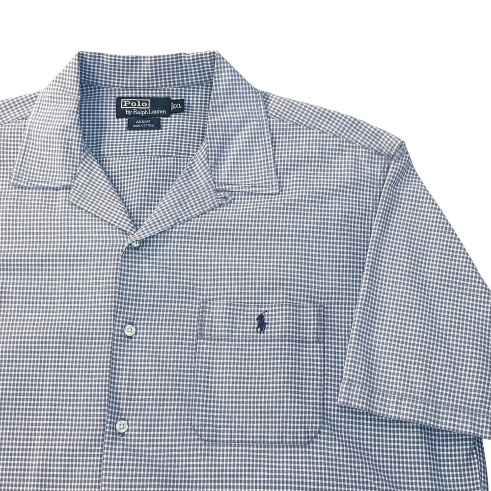 Vintage Polo Ralph Lauren Adams loop collar camp shirt men's xl gay plaid